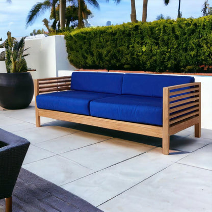 Summer 3-Person Teak Outdoor Sofa with Sunbrella Cushions-Outdoor Sofas & Loveseats-HiTeak-Sideboards and Things