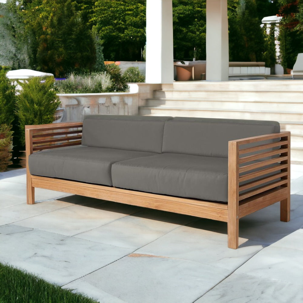 Summer 3-Person Teak Outdoor Sofa with Sunbrella Cushions-Outdoor Sofas & Loveseats-HiTeak-Sideboards and Things