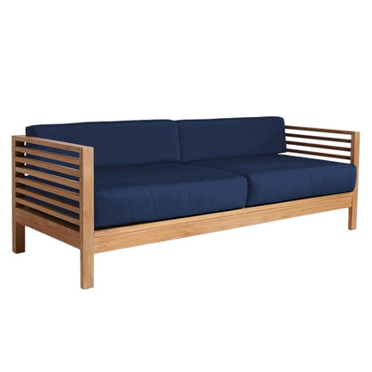 Summer 3-Person Teak Outdoor Sofa with Sunbrella Cushions-Outdoor Sofas & Loveseats-HiTeak-Navy-Sideboards and Things