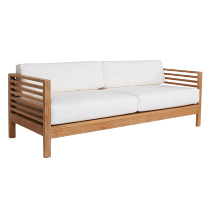 Summer 3-Person Teak Outdoor Sofa with Sunbrella Cushions-Outdoor Sofas & Loveseats-HiTeak-White-Sideboards and Things