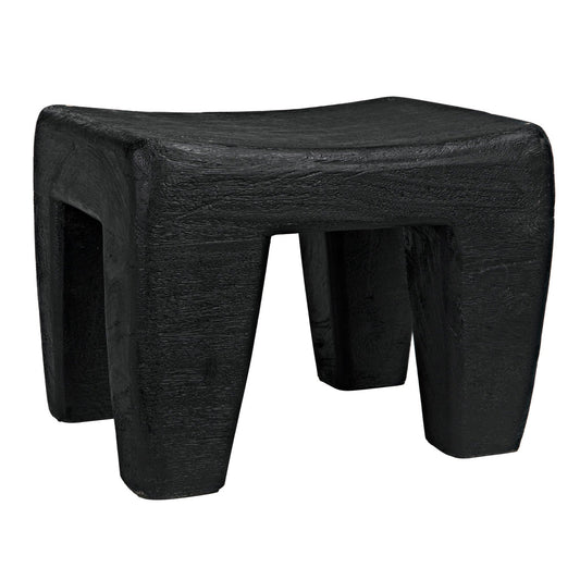 Sumo Black Burnt Wood Stool-Poufs and Stools-Noir-Sideboards and Things