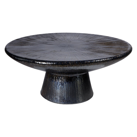 Seasonal Living Sunburst Black Ceramic Outdoor Coffee Table