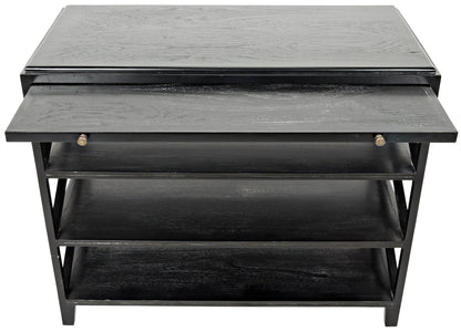 Sutton Criss-Cross Wood Black Rectangle Side Table-Side Tables-Noir-Sideboards and Things