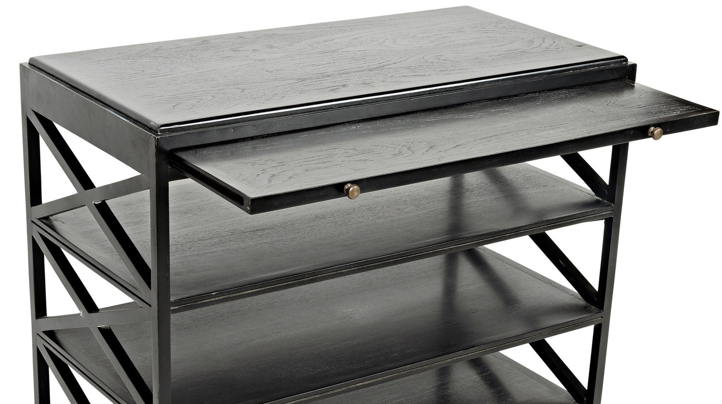 Sutton Criss-Cross Wood Black Rectangle Side Table-Side Tables-Noir-Sideboards and Things