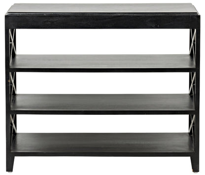 Sutton Criss-Cross Wood Black Rectangle Side Table-Side Tables-Noir-Sideboards and Things