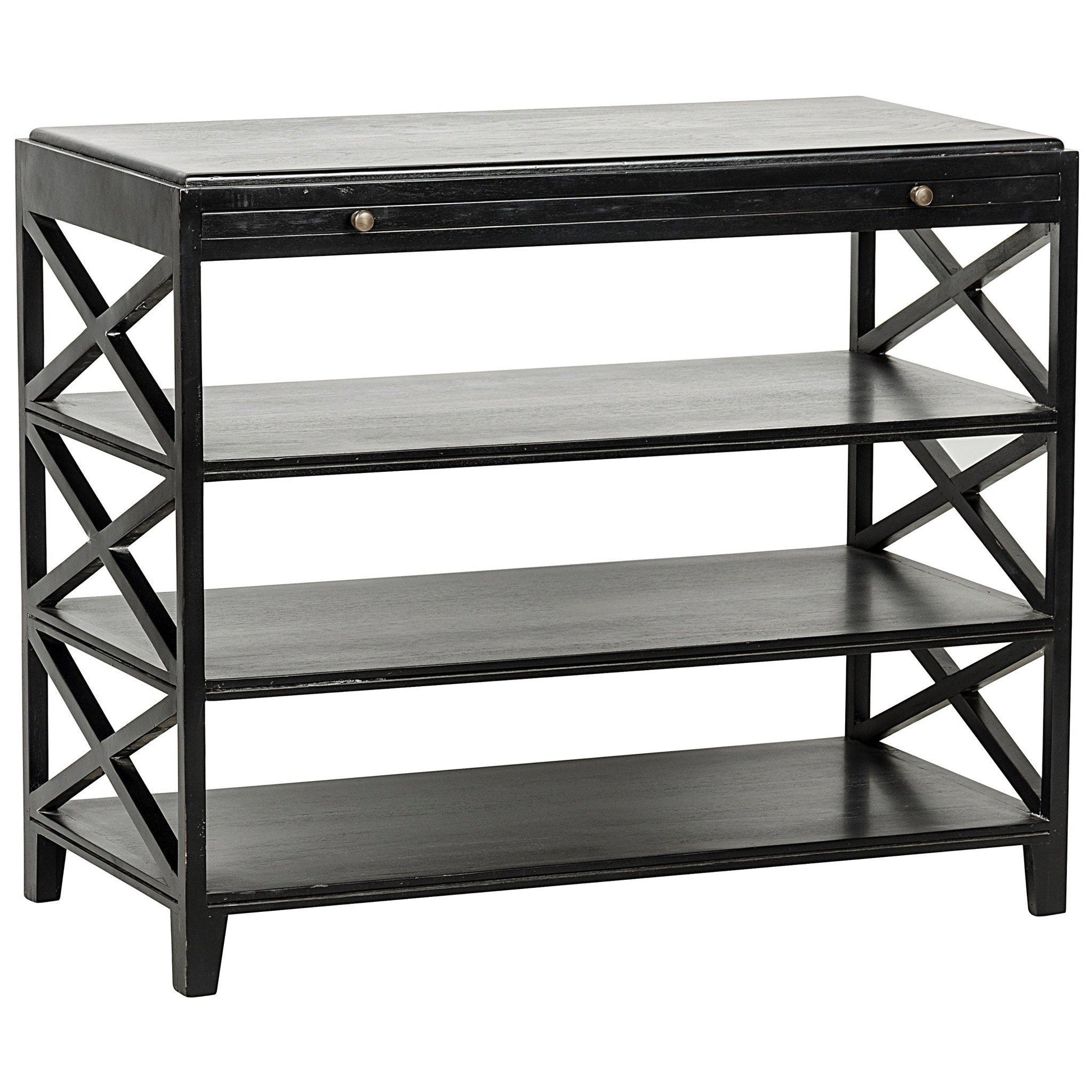 Sutton Criss-Cross Wood Black Rectangle Side Table-Side Tables-Noir-Sideboards and Things