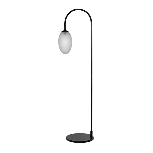 Swan Floor Lamp, Black Steel-Floor Lamps-Noir-Sideboards and Things