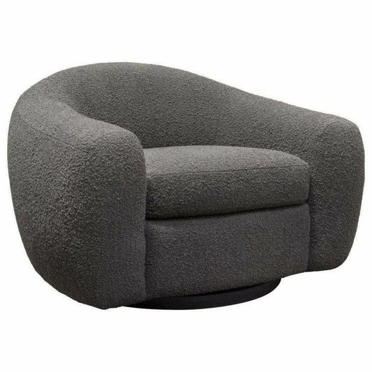 Swivel Chair in Charcoal Boucle Fabric Contoured Arms & Back Club Chairs Sideboards and Things  By Diamond Sofa