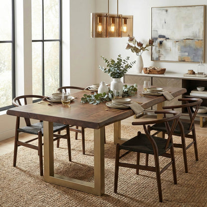 LH Home TAJ Wood Top Rectangular Dining Table