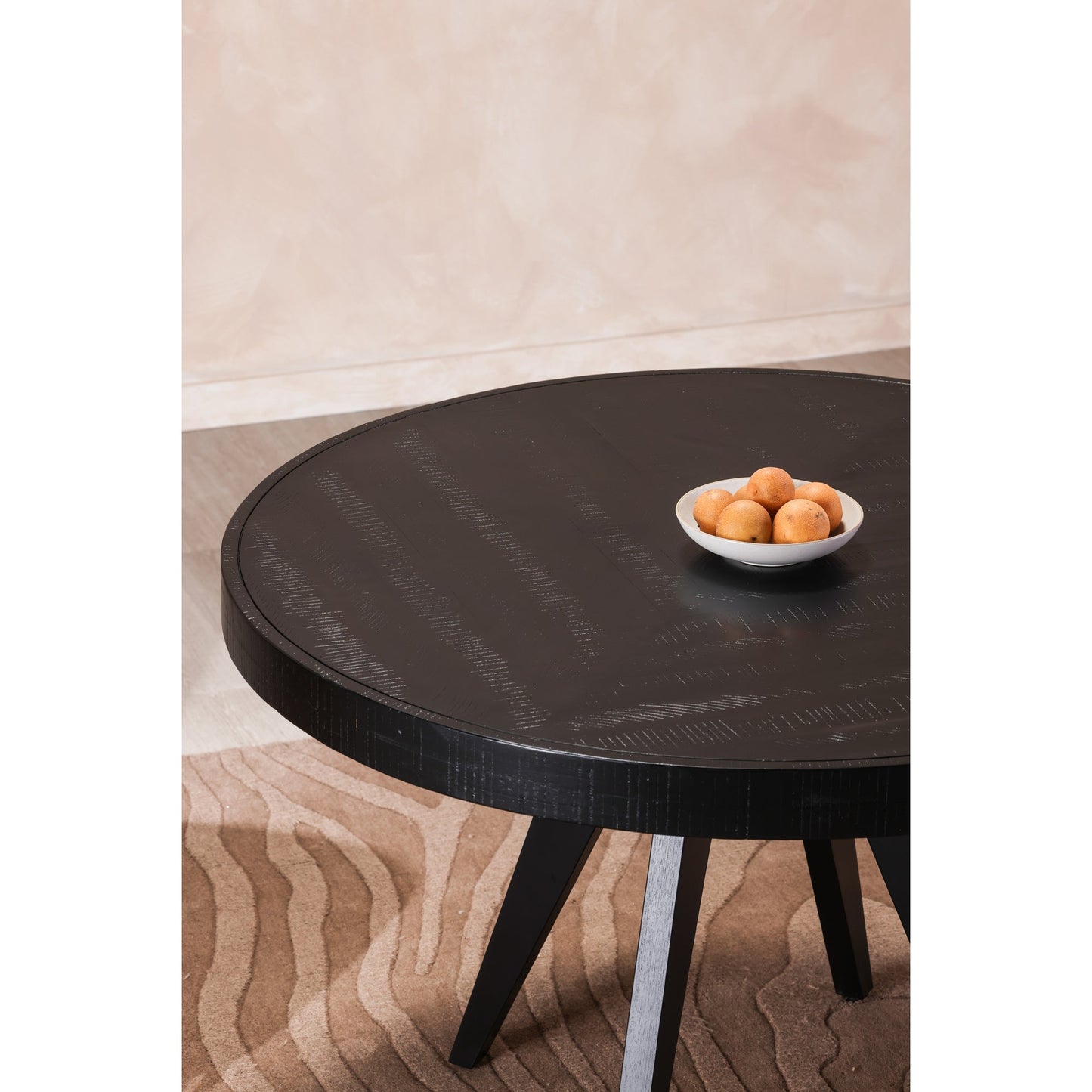 Parq Wood Black Round Dining Table