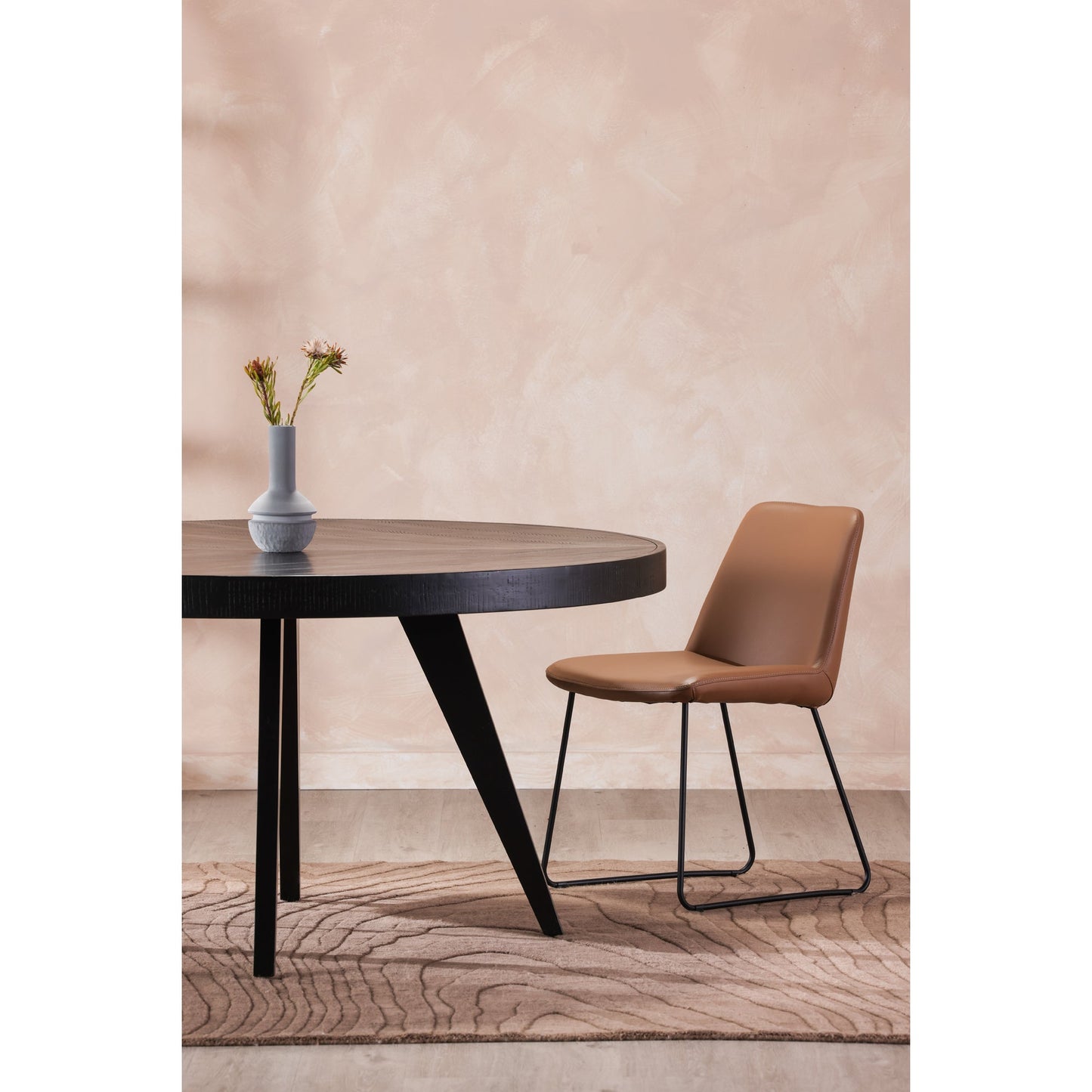 60 in Parq Wood Black Round Dining Table