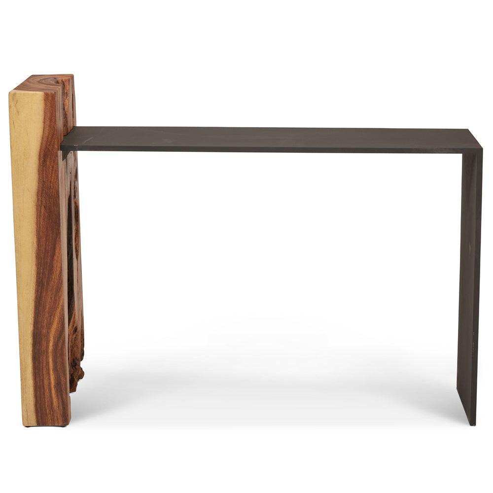 Fortis Natural Solid Chamcha Wood Rectangular Console Table