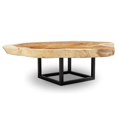 Akara Natural Solid Chamcha Wooden Geometric Coffee Table