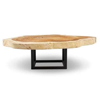 Akara Natural Solid Chamcha Wooden Geometric Coffee Table