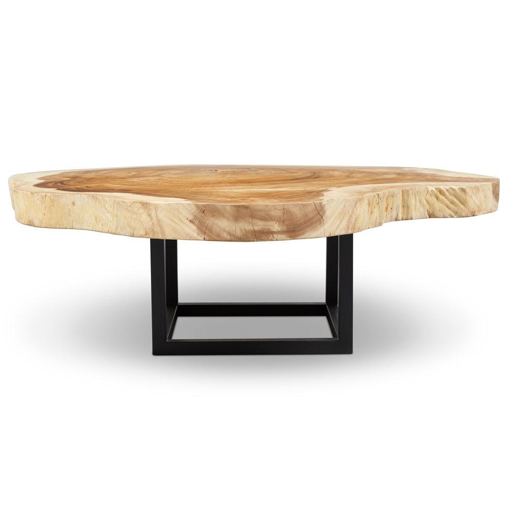 Akara Natural Solid Chamcha Wooden Geometric Coffee Table