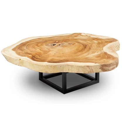 Akara Natural Solid Chamcha Wooden Geometric Coffee Table