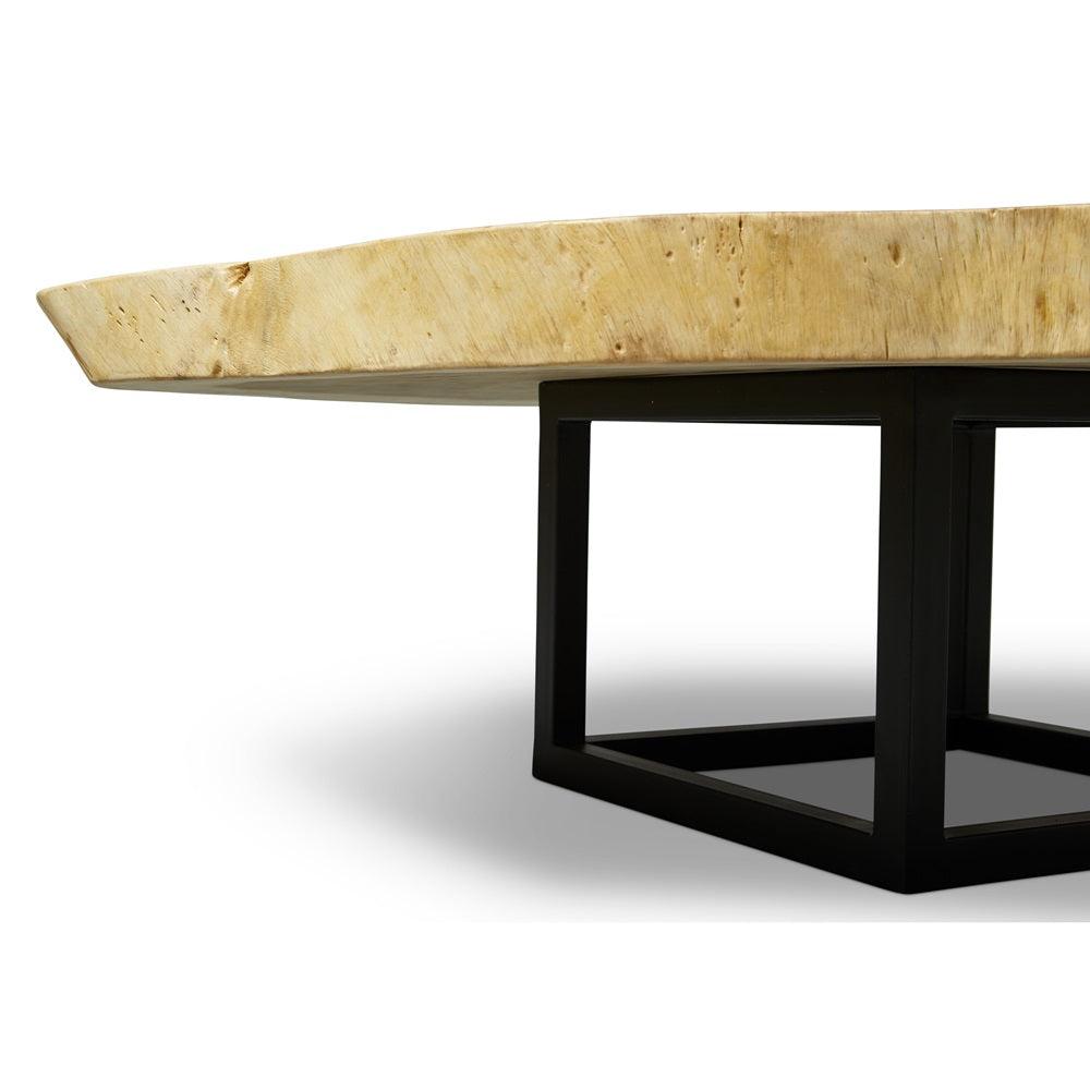 Akara Natural Solid Chamcha Wooden Geometric Coffee Table