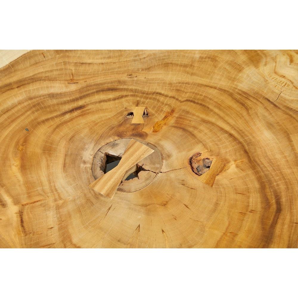 Akara Natural Solid Chamcha Wooden Geometric Coffee Table