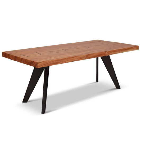 Urbia Cross Natural Solid Chamcha Rectangular Dining Table