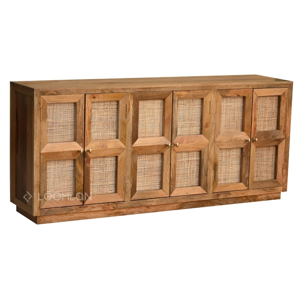 LOOMLAN Marentha Six Doors Natural Wooden Sideboard