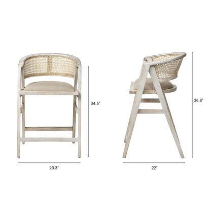 Mercana Tabitha Beige Fabric Counter Stool
