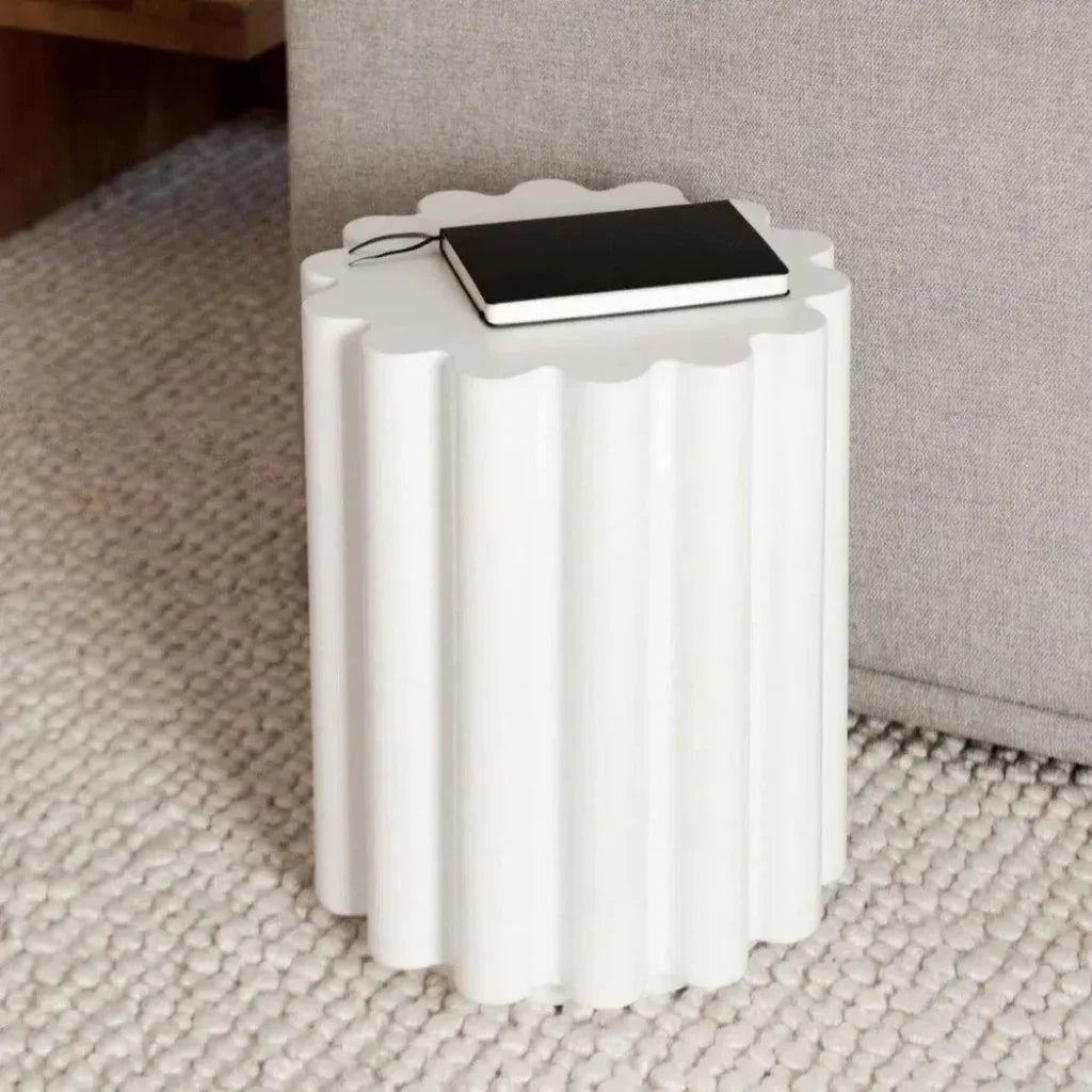 Taffy White Concrete Stool Side Table - LOOMLAN - Moe's Home - Side Tables