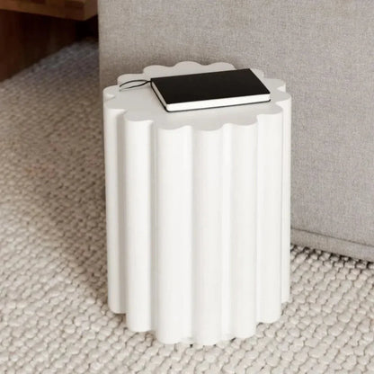 Taffy White Concrete Stool Side Table - LOOMLAN - Moe's Home - Side Tables