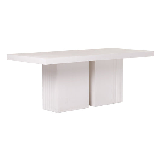 Tama Rectangle Dining Table - Double Pedestal - Ivory White Outdoor Dining Table-Outdoor Dining Tables-Seasonal Living-Sideboards and Things