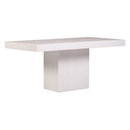 Tama Rectangle Dining Table - Single Pedestal - Ivory White Outdoor Dining Table-Outdoor Dining Tables-Seasonal Living-Sideboards and Things