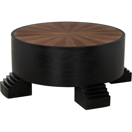 Noir Tambour Coffee Table, Hand Rubbed Black Veneer