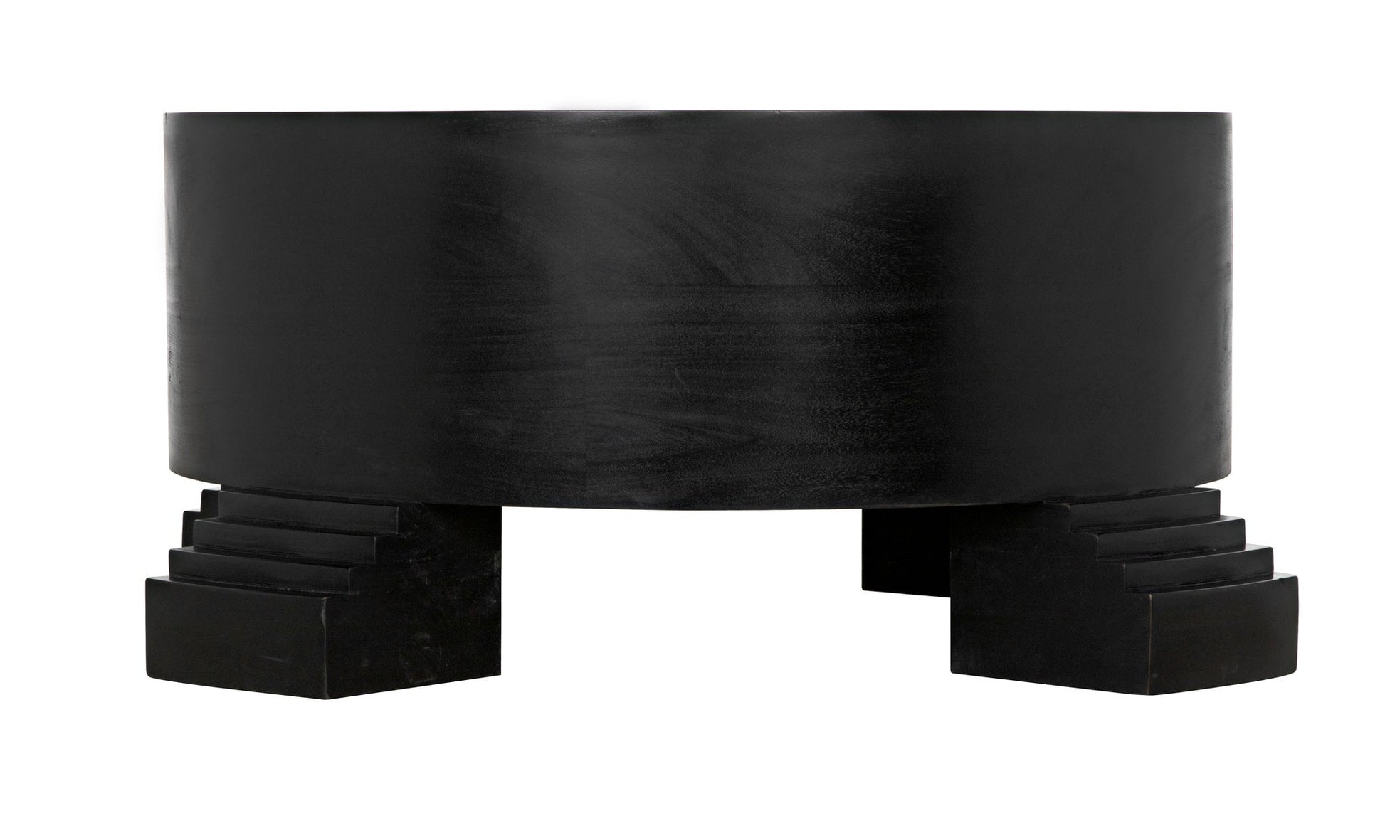 Tambour Coffee Table, Hand Rubbed Black with Veneer Top-Coffee Tables-Noir-Sideboards and Things