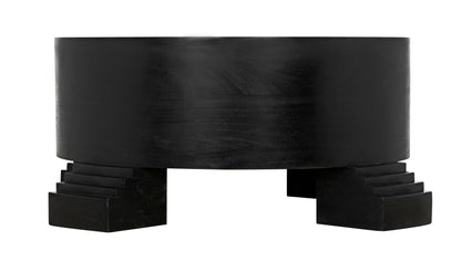 Tambour Coffee Table, Hand Rubbed Black with Veneer Top-Coffee Tables-Noir-Sideboards and Things