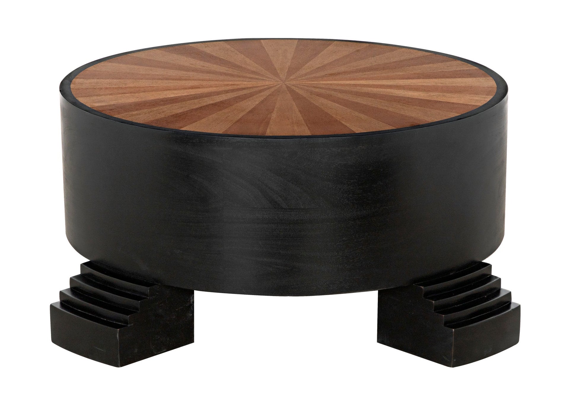 Tambour Coffee Table, Hand Rubbed Black with Veneer Top-Coffee Tables-Noir-Sideboards and Things