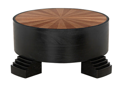 Tambour Coffee Table, Hand Rubbed Black with Veneer Top-Coffee Tables-Noir-Sideboards and Things