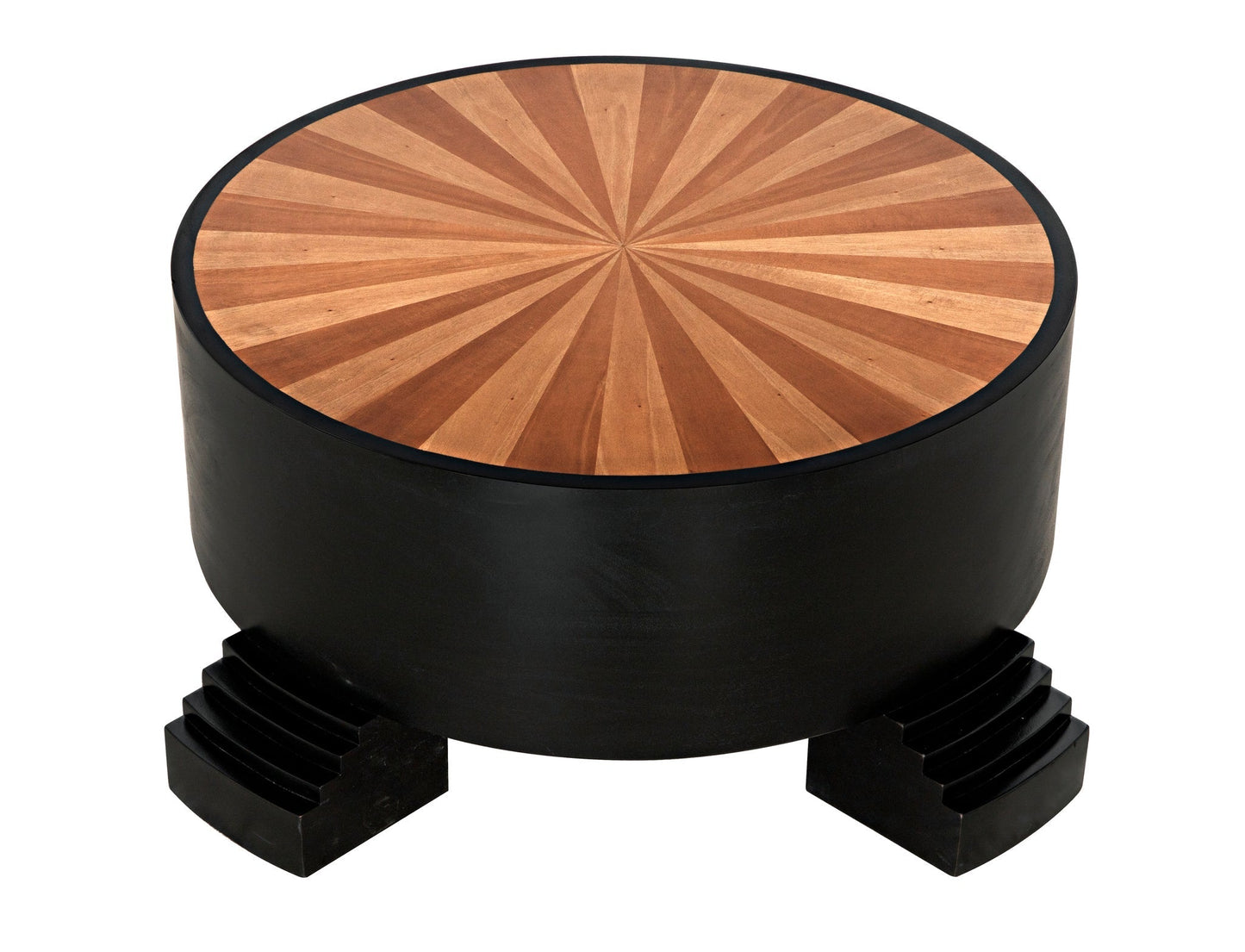 Tambour Coffee Table, Hand Rubbed Black with Veneer Top-Coffee Tables-Noir-Sideboards and Things