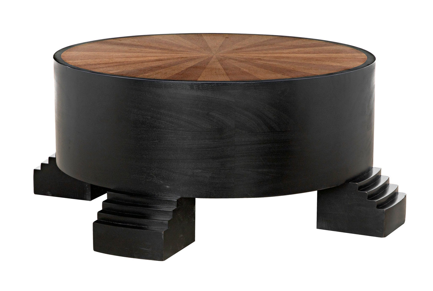 Tambour Coffee Table, Hand Rubbed Black with Veneer Top-Coffee Tables-Noir-Sideboards and Things