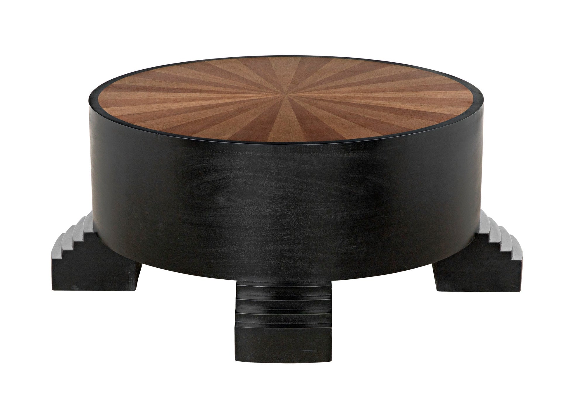 Tambour Coffee Table, Hand Rubbed Black with Veneer Top-Coffee Tables-Noir-Sideboards and Things