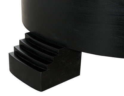 Tambour Coffee Table, Hand Rubbed Black with Veneer Top-Coffee Tables-Noir-Sideboards and Things