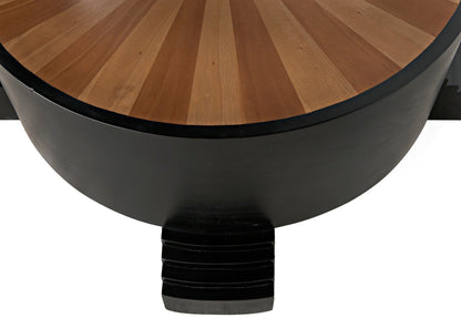 Tambour Coffee Table, Hand Rubbed Black with Veneer Top-Coffee Tables-Noir-Sideboards and Things