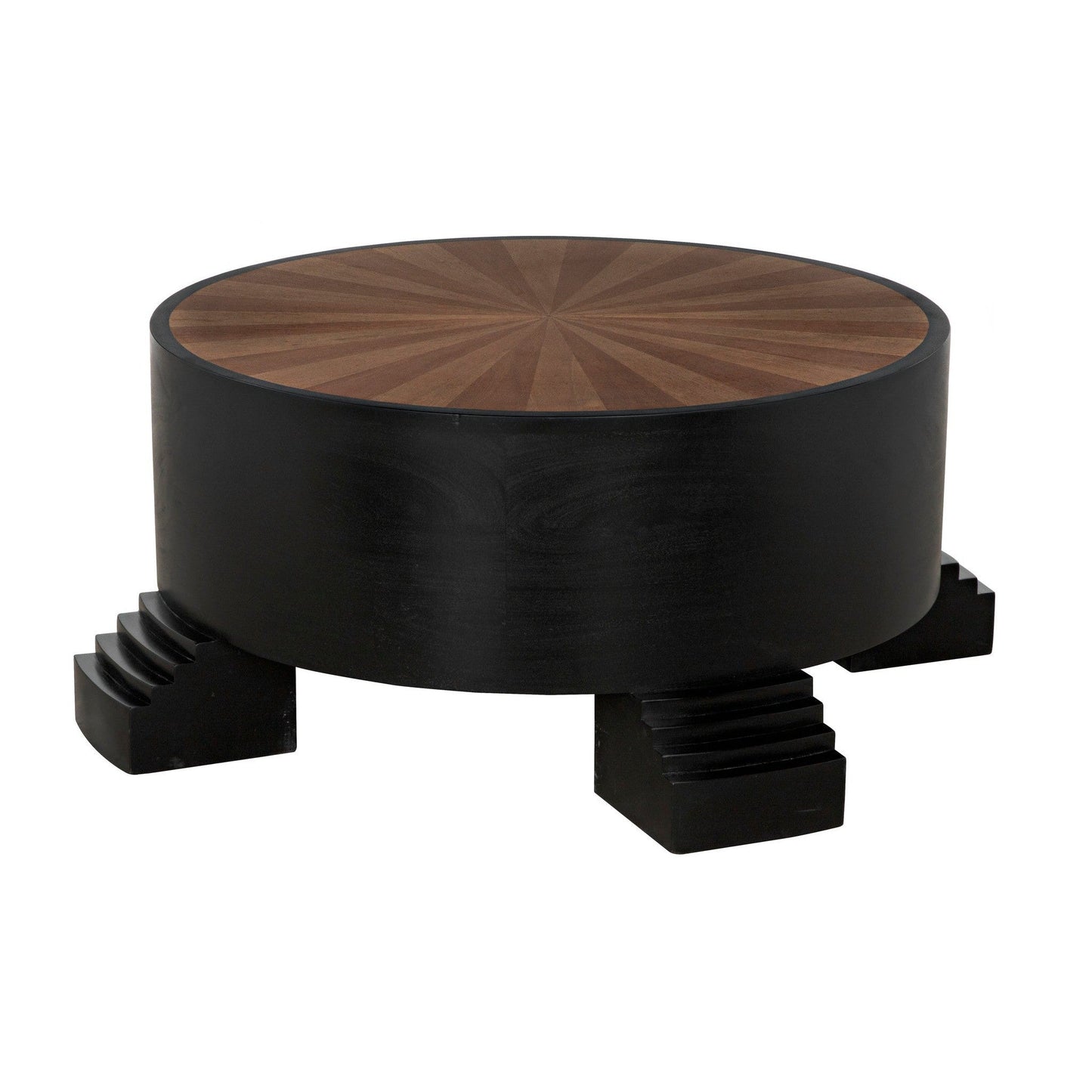 Tambour Coffee Table, Hand Rubbed Black with Veneer Top-Coffee Tables-Noir-Sideboards and Things