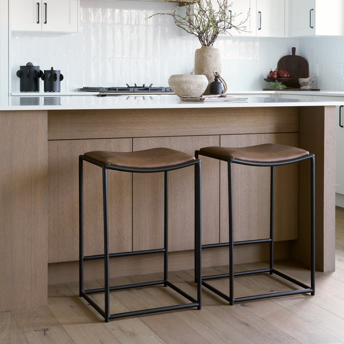 Mercana Taniel Full Grain Leather Counter Stool