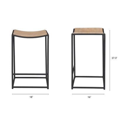 Mercana Taniel Light Brown Leather Counter Stool