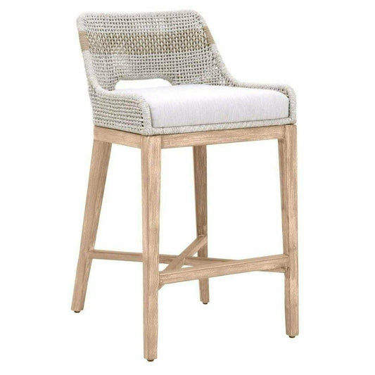 Tapestry Barstool Taupe & White Rope and Wood Frame Bar Stools Sideboards and Things By Essentials For Living