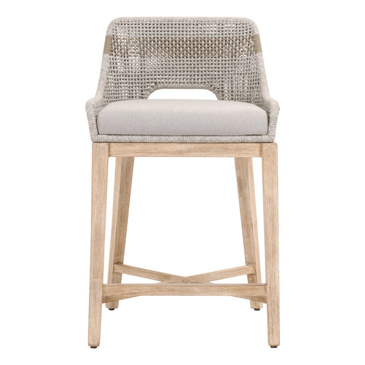 Tapestry Counter Stool Taupe & White Rope and Wood Frame-Counter Stools-Essentials For Living-Sideboards and Things