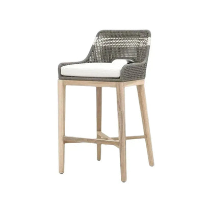 Tapestry Outdoor Barstool Flat Rope Sustainable Teak-Outdoor Bar Stools-Essentials For Living-LOOMLAN