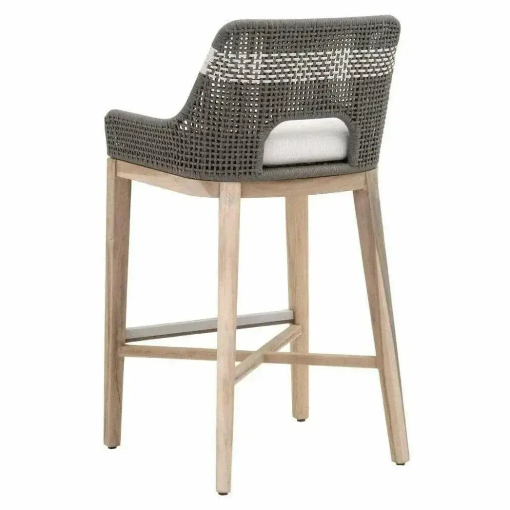 Tapestry Outdoor Barstool Flat Rope Sustainable Teak-Outdoor Bar Stools-Essentials For Living-LOOMLAN