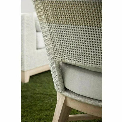 Tapestry Outdoor Club Chair Taupe & White Rope and Teak-Outdoor Lounge Chairs-Essentials For Living-LOOMLAN
