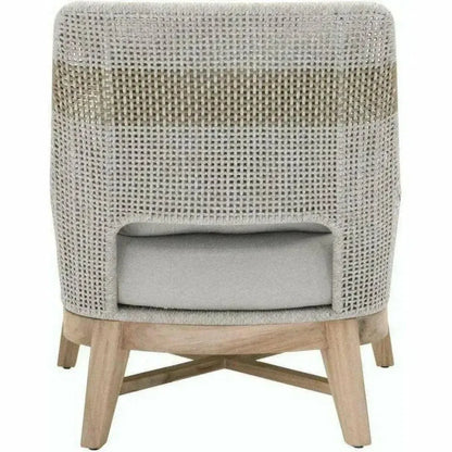 Tapestry Outdoor Club Chair Taupe & White Rope and Teak-Outdoor Lounge Chairs-Essentials For Living-LOOMLAN