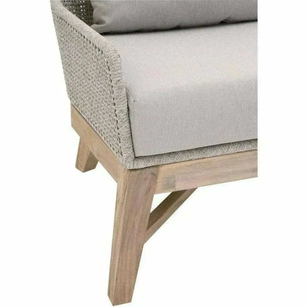 Tapestry Outdoor Club Chair Taupe & White Rope and Teak-Outdoor Lounge Chairs-Essentials For Living-LOOMLAN