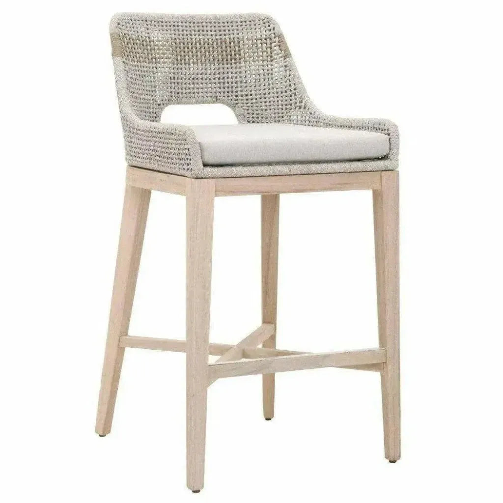 Tapestry Outdoor Barstool Rope & Teak-Outdoor Bar Stools-Essentials For Living-LOOMLAN